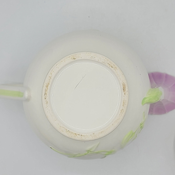 Teleflora Morning Glory Ceramic Teapot Pink Purple Floral Collectible 80s Vtg - Picture 11 of 12